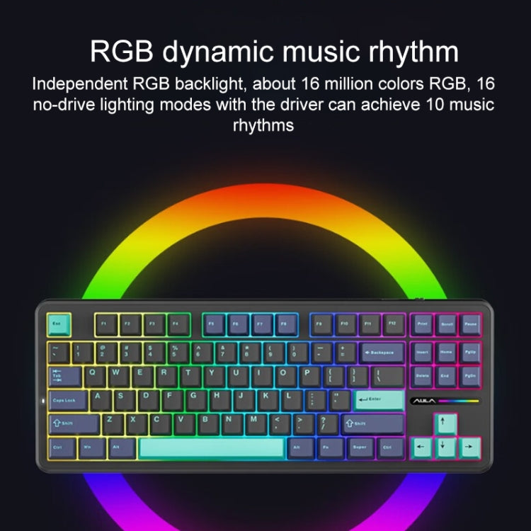 AULA F87 87 Keys Wired/2.4G/Bluetooth Three Model Customized RGB Mechanical Keyboard(White Black Green) - free shipping - PMC TechLife - Order now!