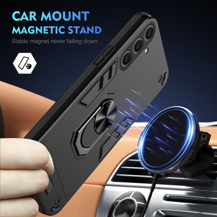 For Samsung Galaxy S25+ 5G Shockproof Metal Ring Holder Phone Case(Black) - Galaxy S25+ 5G Cases by PMC Jewellery | Online Shopping South Africa | PMC Jewellery | Buy Now Pay Later Mobicred