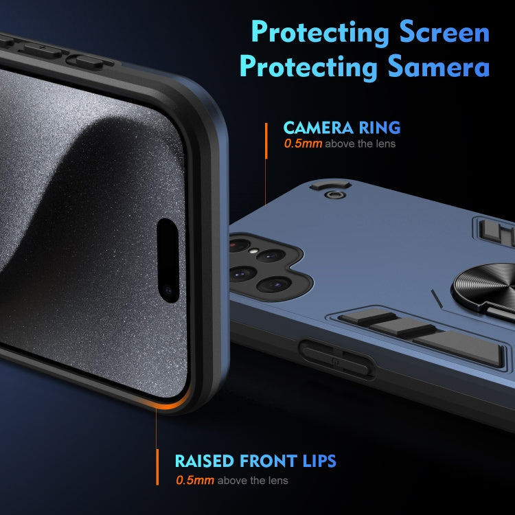 For Samsung Galaxy S25 Ultra 5G Shockproof Metal Ring Holder Phone Case(Blue) - Galaxy S25 Ultra 5G Cases by PMC Jewellery | Online Shopping South Africa | PMC Jewellery | Buy Now Pay Later Mobicred