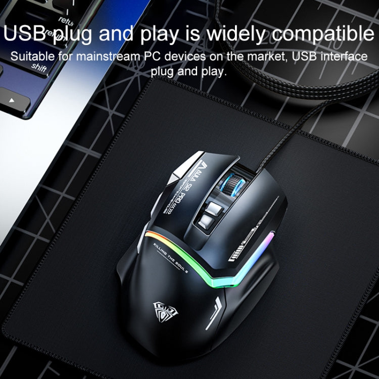 AULA S12 Pro 12800DPI Wired RGB Gaming Mouse(Black) - Wired Mice by AULA | Online Shopping South Africa | PMC TechLife | Buy Now Pay Later Mobicred