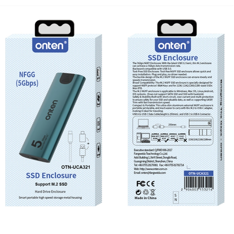 Onten UCA321 5Gbps M.2 M-key NGFF SSD Enclosure - free shipping - PMC TechLife - Order now!