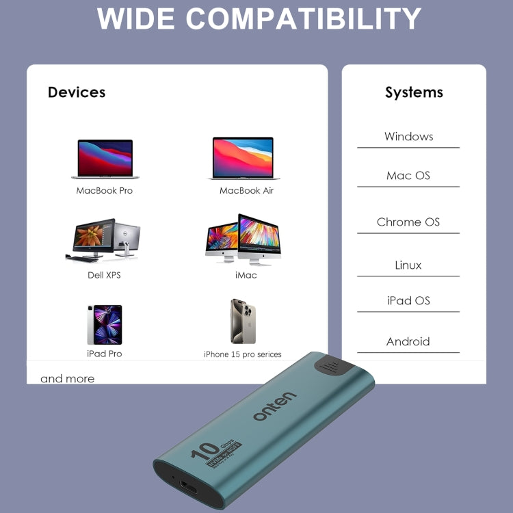 Onten UCA322+ 10Gbps M.2 M-key NVMe NGFF SSD Enclosure - free shipping - PMC TechLife - Order now!