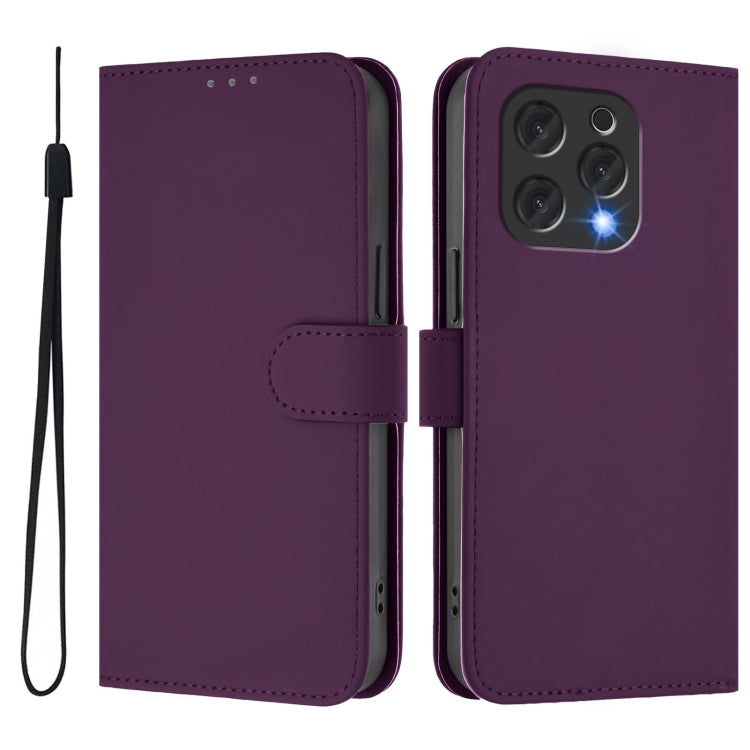 For Doogee N55 Plus Skin Feel Solid Color Leather Phone Case with Lanyard(Violet) - Doogee Cases by PMC TechLife | Online Shopping South Africa | PMC TechLife | Buy Now Pay Later Mobicred
