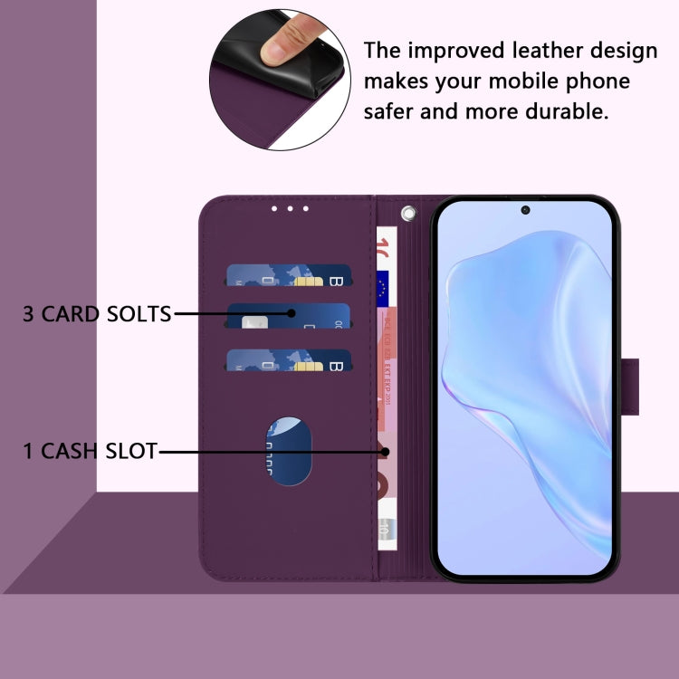 For Doogee N55 Plus Skin Feel Solid Color Leather Phone Case with Lanyard(Violet) - Doogee Cases by PMC TechLife | Online Shopping South Africa | PMC TechLife | Buy Now Pay Later Mobicred