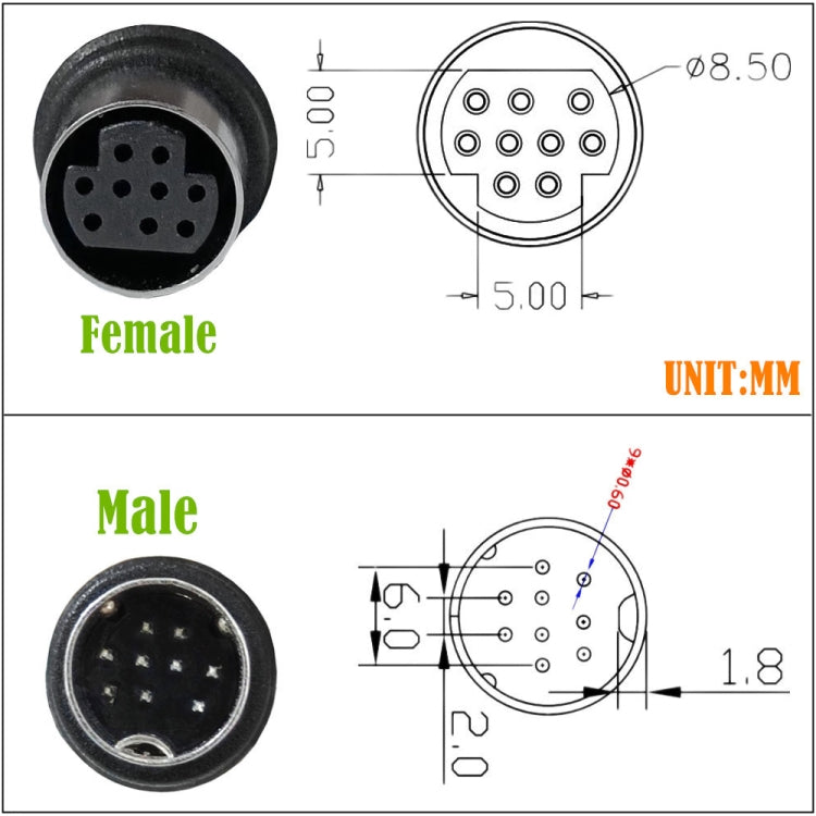 Double Curved mini DIN 9 Pin TV Audio Adapter Cable, Length:3m(Black) - Others by PMC TechLife | Online Shopping South Africa | PMC TechLife | Buy Now Pay Later Mobicred