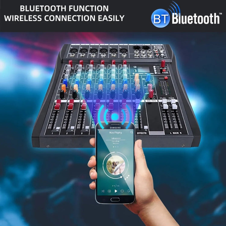 XTUGA CT60X 6-Channels Audio Mixer DJ Mixing Console with 48V Power Supply(US Plug) - Live Sound Effects Processors by XTUGA | Online Shopping South Africa | PMC TechLife | Buy Now Pay Later Mobicred