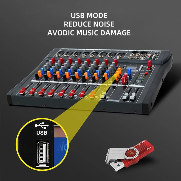 XTUGA CT80X 8-Channels Audio Mixer DJ Mixing Console with 48V Power Supply(US Plug) - Live Sound Effects Processors by XTUGA | Online Shopping South Africa | PMC TechLife | Buy Now Pay Later Mobicred