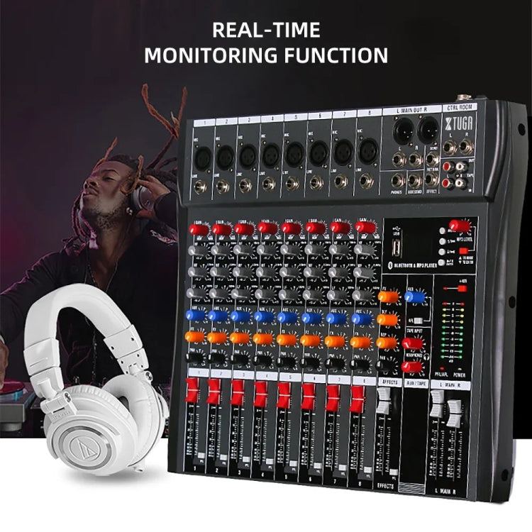XTUGA CT80X 8-Channels Audio Mixer DJ Mixing Console with 48V Power Supply(EU Plug) - Live Sound Effects Processors by XTUGA | Online Shopping South Africa | PMC TechLife | Buy Now Pay Later Mobicred
