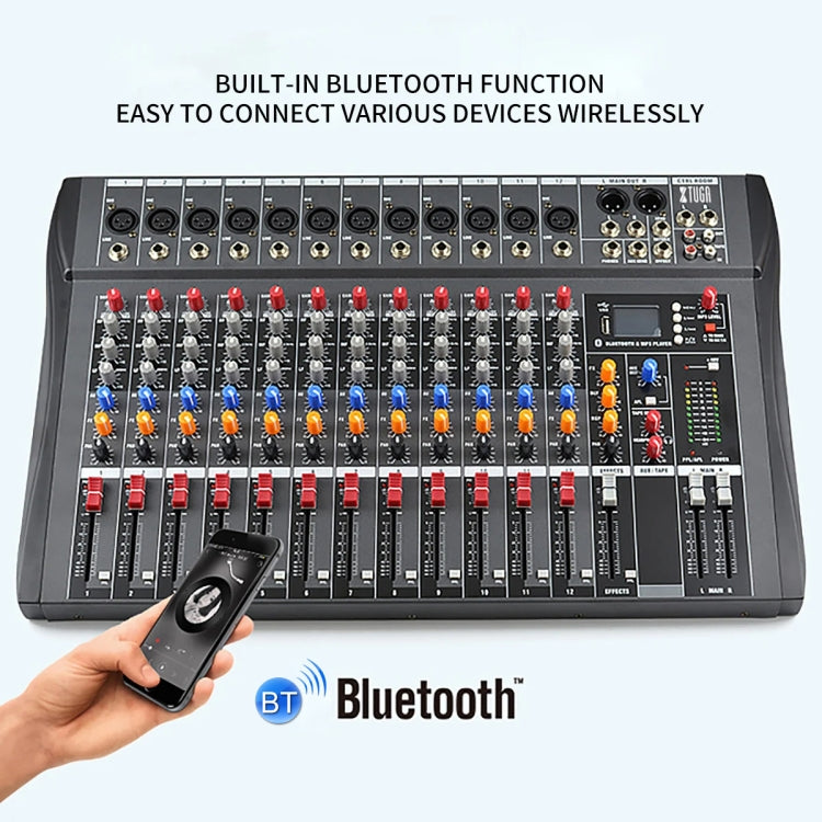 XTUGA CT120X 12-Channels Audio Mixer DJ Mixing Console with 48V Power Supply(EU Plug) - Live Sound Effects Processors by XTUGA | Online Shopping South Africa | PMC TechLife | Buy Now Pay Later Mobicred