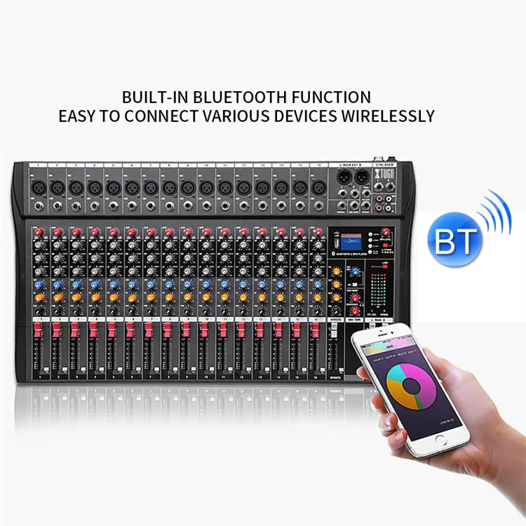 XTUGA CT160X 16-Channels Audio Mixer DJ Mixing Console with 48V Power Supply(UK Plug) - Live Sound Effects Processors by XTUGA | Online Shopping South Africa | PMC TechLife | Buy Now Pay Later Mobicred
