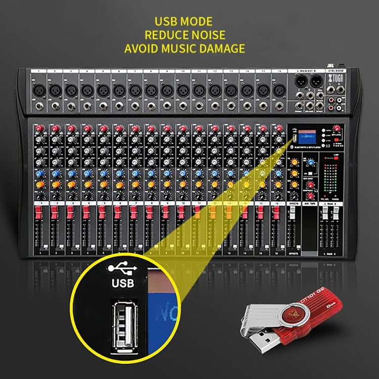 XTUGA CT160X 16-Channels Audio Mixer DJ Mixing Console with 48V Power Supply(US Plug) - Live Sound Effects Processors by XTUGA | Online Shopping South Africa | PMC TechLife | Buy Now Pay Later Mobicred