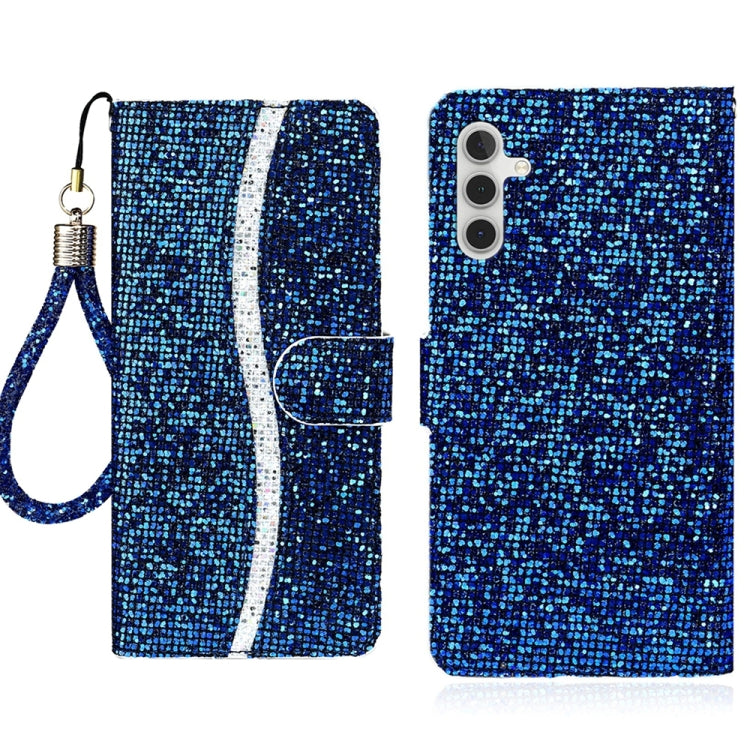 For Samsung Galaxy S25 5G Glitter Powder Filp Leather Phone Case(Blue) - Galaxy S25 5G Cases by PMC Jewellery | Online Shopping South Africa | PMC Jewellery | Buy Now Pay Later Mobicred