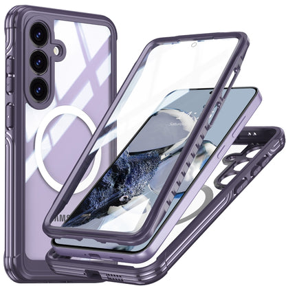 For Samsung Galaxy S25 5G Tempered Glass MagSafe Phone Case(Purple) - Galaxy S25 5G Cases by PMC Jewellery | Online Shopping South Africa | PMC Jewellery | Buy Now Pay Later Mobicred