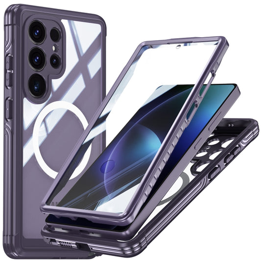 For Samsung Galaxy S25 Ultra 5G Tempered Glass MagSafe Phone Case(Purple) - Galaxy S25 Ultra 5G Cases by PMC Jewellery | Online Shopping South Africa | PMC Jewellery | Buy Now Pay Later Mobicred