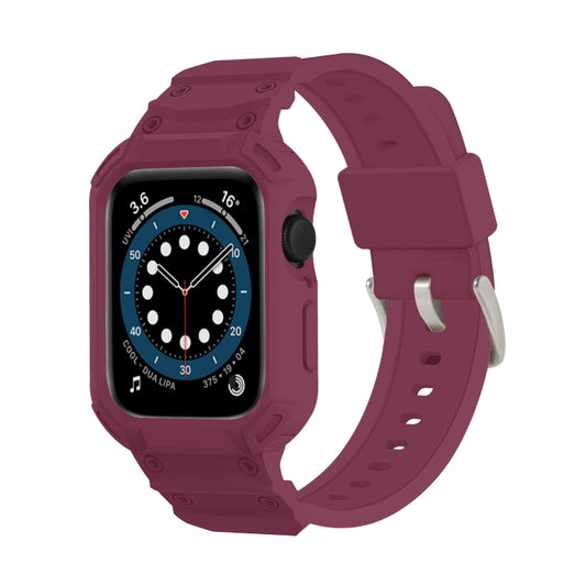 For Apple Watch Series 10 46mm Armor TPU Case Integrated Watch Band(Plum Color) - Watch Cases by PMC Jewellery | Online Shopping South Africa | PMC Jewellery | Buy Now Pay Later Mobicred