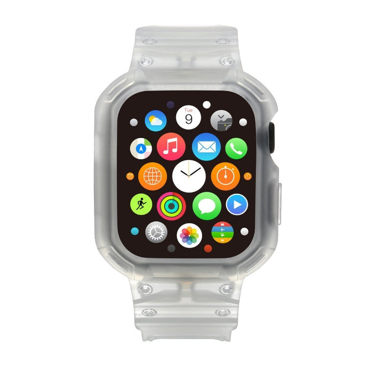 For Apple Watch Series 10 46mm Armor TPU Case Integrated Watch Band(Frosted Clear) - Watch Cases by PMC Jewellery | Online Shopping South Africa | PMC Jewellery | Buy Now Pay Later Mobicred