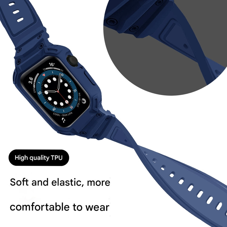 For Apple Watch Series 10 46mm Armor TPU Case Integrated Watch Band(Midnight Blue) - Watch Cases by PMC Jewellery | Online Shopping South Africa | PMC Jewellery | Buy Now Pay Later Mobicred