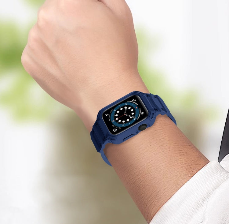 For Apple Watch Series 10 46mm Armor TPU Case Integrated Watch Band(Midnight Blue) - Watch Cases by PMC Jewellery | Online Shopping South Africa | PMC Jewellery | Buy Now Pay Later Mobicred