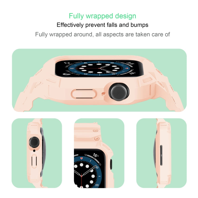 For Apple Watch Series 10 42mm Armor TPU Case Integrated Watch Band(Pink) - Watch Cases by PMC Jewellery | Online Shopping South Africa | PMC Jewellery | Buy Now Pay Later Mobicred