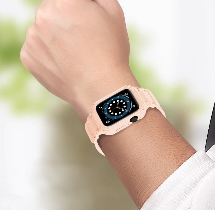 For Apple Watch Series 10 42mm Armor TPU Case Integrated Watch Band(Pink) - Watch Cases by PMC Jewellery | Online Shopping South Africa | PMC Jewellery | Buy Now Pay Later Mobicred