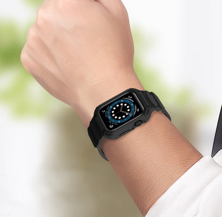 For Apple Watch Series 10 42mm Armor TPU Case Integrated Watch Band(Black) - Watch Cases by PMC Jewellery | Online Shopping South Africa | PMC Jewellery | Buy Now Pay Later Mobicred