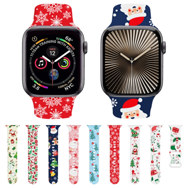 For Apple Watch 46mm / 49mm / 45mm / 44mm Christmas Pattern Silicone Watch Band(Christmas Tree Blue) - free shipping - PMc TechLife - Order now!