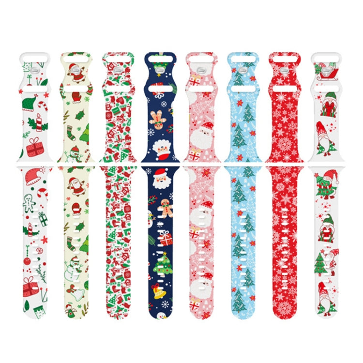 For Apple Watch 46mm / 49mm / 45mm / 44mm Christmas Pattern Silicone Watch Band(Christmas Gift White) - free shipping - PMc TechLife - Order now!