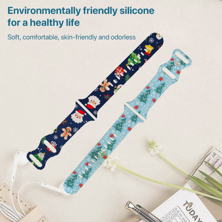 For Apple Watch 46mm / 49mm / 45mm / 44mm Christmas Pattern Silicone Watch Band(Christmas Tree Blue) - free shipping - PMc TechLife - Order now!