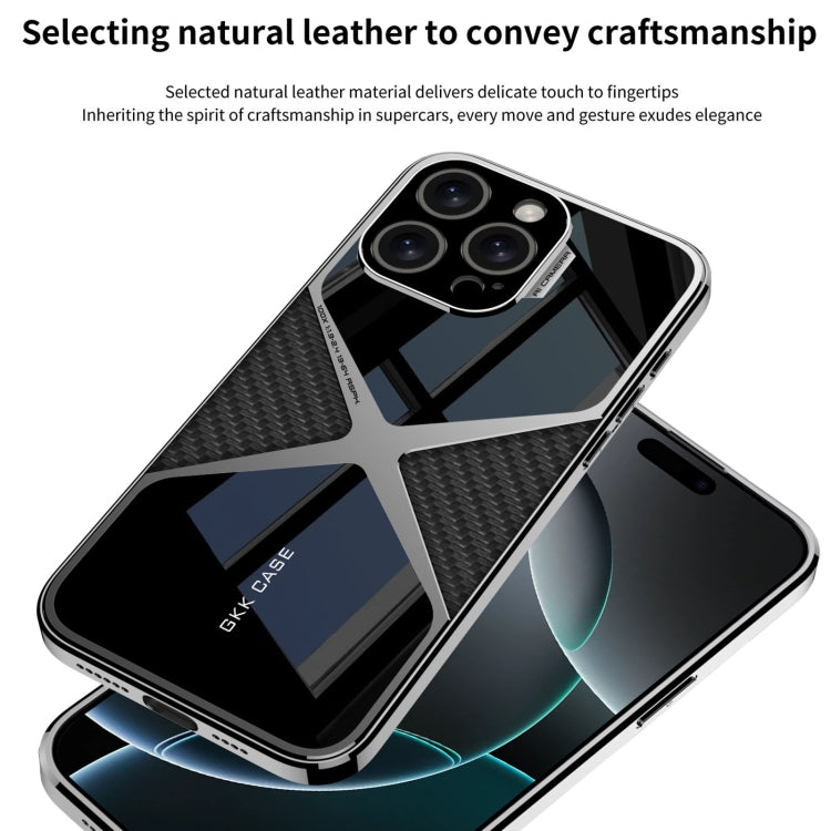 For iPhone 16 Pro Max GKK Leather Electroplating Supersonic Speed Shockproof Phone Case(White) - free shipping - PMC Jewellery - Order now!