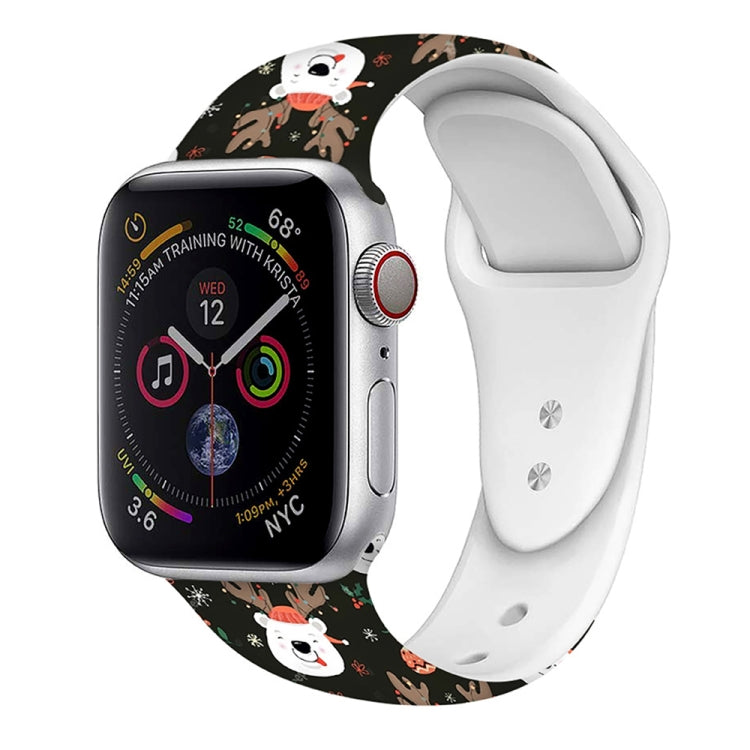 For Apple Watch 42mm / 41mm / 40mm / 38mm Christmas Pattern Silicone Watch Band(Black Deer) - free shipping - PMc TechLife - Order now!