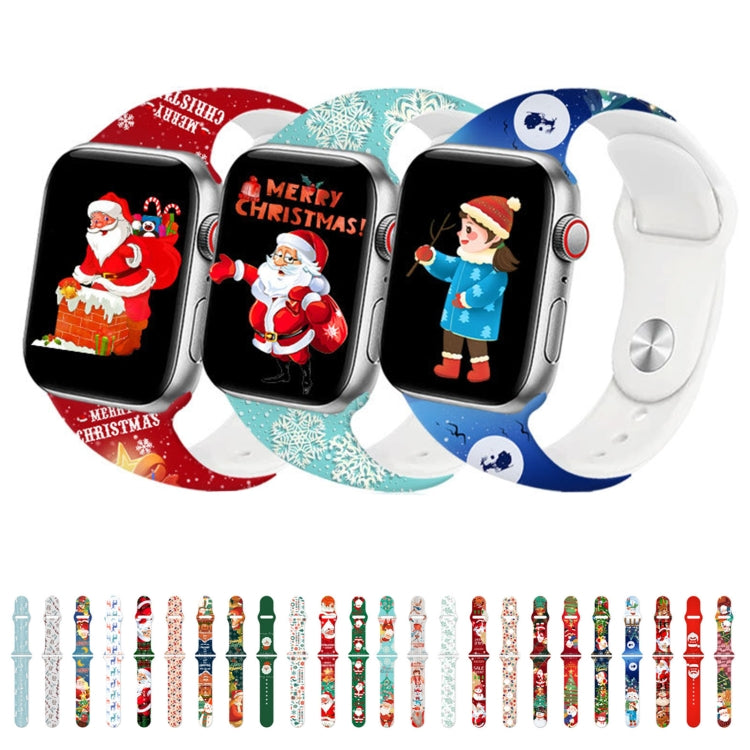 For Apple Watch 46mm / 49mm / 45mm / 44mm Christmas Pattern Reverse Buckle Silicone Watch Band(Snowman) - free shipping - PMc TechLife - Order now!