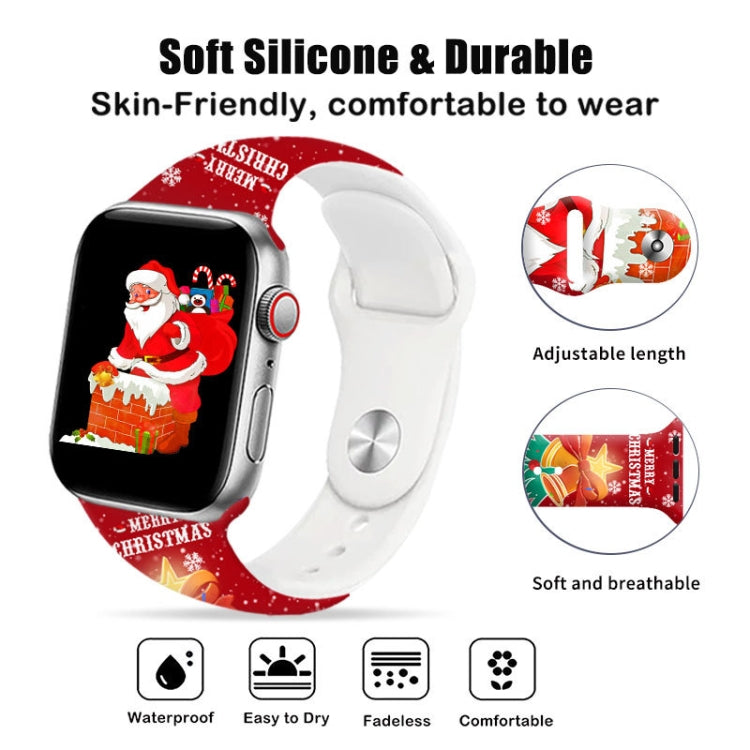 For Apple Watch 42mm / 41mm / 40mm / 38mm Christmas Pattern Reverse Buckle Silicone Watch Band(Snowman) - free shipping - PMc TechLife - Order now!