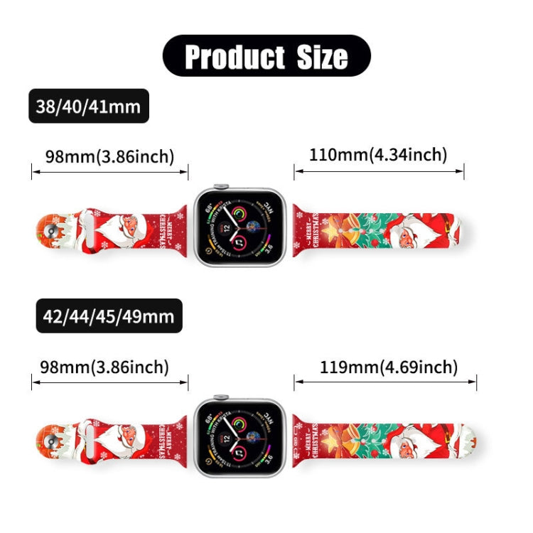 For Apple Watch 46mm / 49mm / 45mm / 44mm Christmas Pattern Reverse Buckle Silicone Watch Band(Birds) - free shipping - PMc TechLife - Order now!