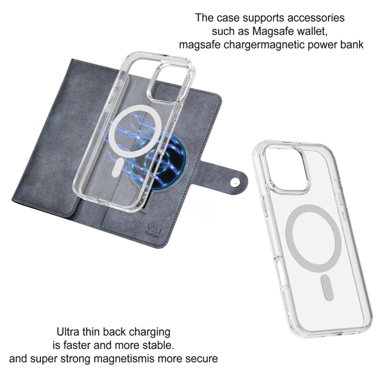 For iPhone 16 Pro Max ViLi GVS-C Series MagSafe Magnetic RFID Leather Flip Phone Case(Grey) - free shipping - PMC Jewellery - Order now!