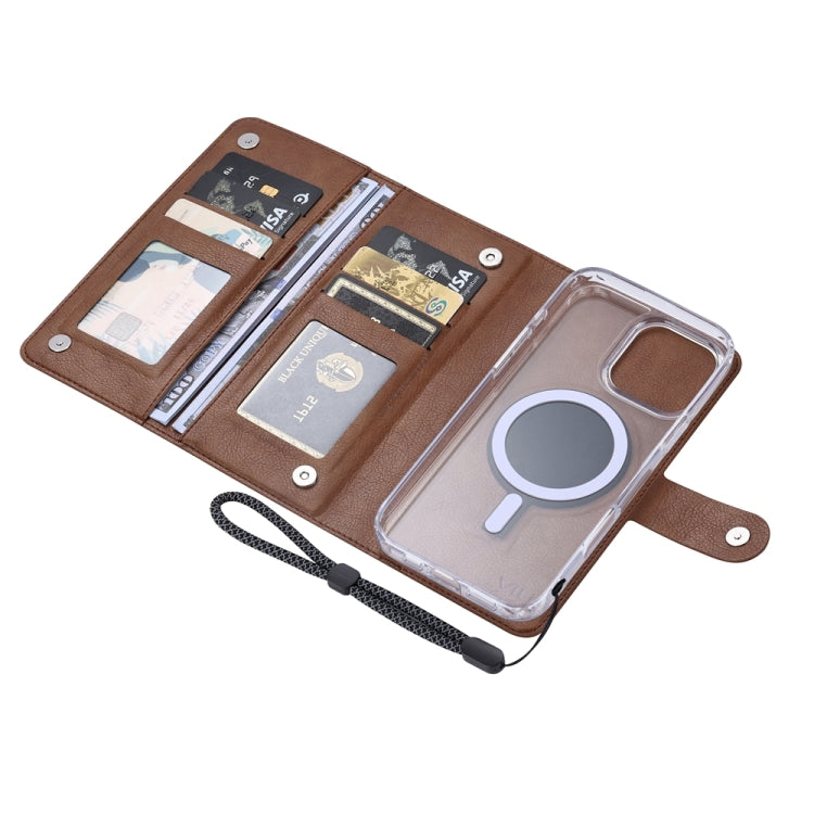 For iPhone 16 ViLi GVS-C Series MagSafe Magnetic RFID Leather Flip Phone Case(Brown) - free shipping - PMC Jewellery - Order now!