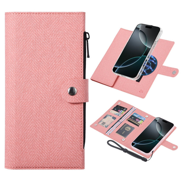 For iPhone 16 Pro Max ViLi GBS-C Series MagSafe Magnetic RFID Leather Flip Phone Case(Pink) - iPhone 16 Pro Max Cases by ViLi | Online Shopping South Africa | PMC Jewellery | Buy Now Pay Later Mobicred