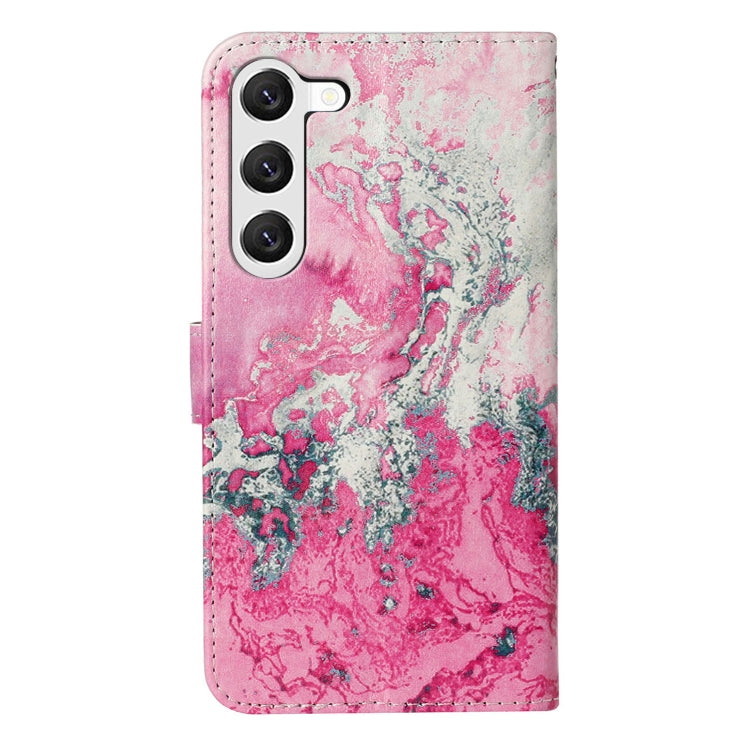 For Samsung Galaxy S25+ 5G Colored Drawing Marble Pattern Leather Phone Case(Pink Seawater) - Galaxy S25+ 5G Cases by PMC Jewellery | Online Shopping South Africa | PMC Jewellery | Buy Now Pay Later Mobicred