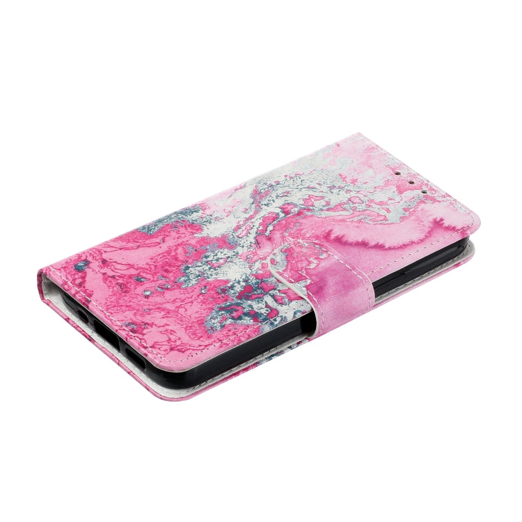 For Samsung Galaxy S25+ 5G Colored Drawing Marble Pattern Leather Phone Case(Pink Seawater) - Galaxy S25+ 5G Cases by PMC Jewellery | Online Shopping South Africa | PMC Jewellery | Buy Now Pay Later Mobicred