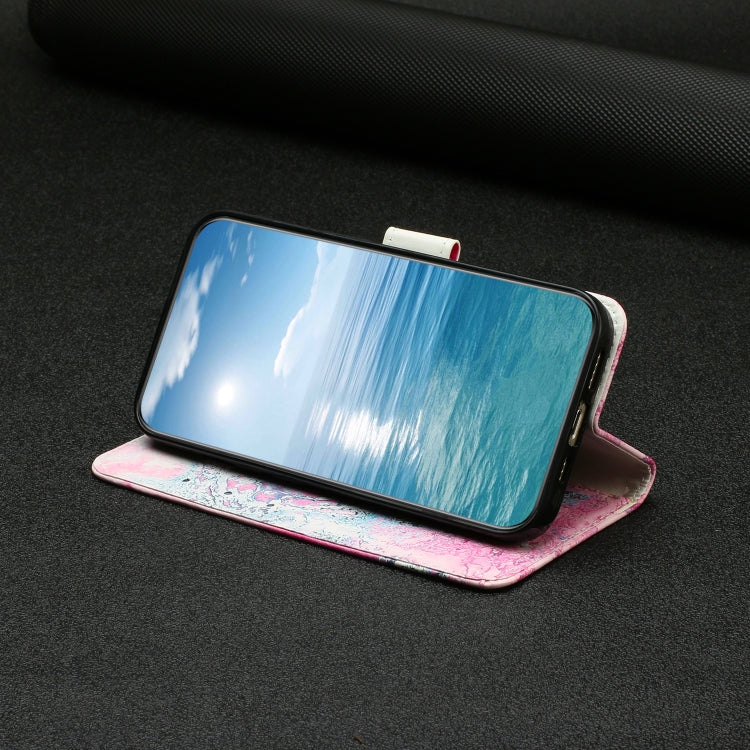 For Samsung Galaxy S25+ 5G Colored Drawing Marble Pattern Leather Phone Case(Pink Seawater) - Galaxy S25+ 5G Cases by PMC Jewellery | Online Shopping South Africa | PMC Jewellery | Buy Now Pay Later Mobicred