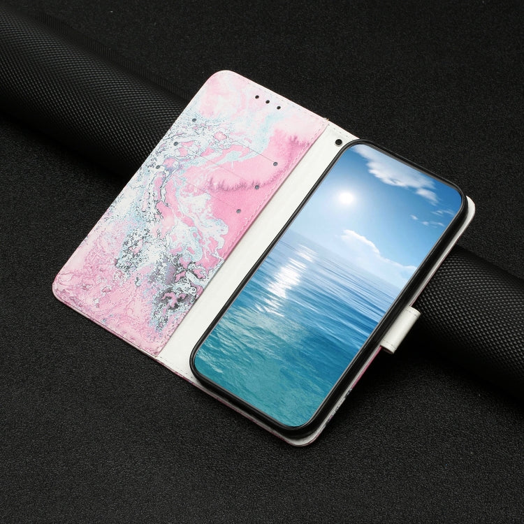 For Samsung Galaxy S25+ 5G Colored Drawing Marble Pattern Leather Phone Case(Pink Seawater) - Galaxy S25+ 5G Cases by PMC Jewellery | Online Shopping South Africa | PMC Jewellery | Buy Now Pay Later Mobicred