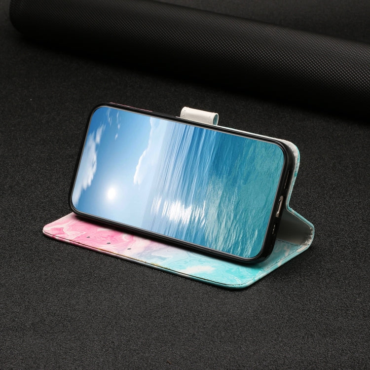For Samsung Galaxy S25+ 5G Colored Drawing Marble Pattern Leather Phone Case(Pink Green Marble) - Galaxy S25+ 5G Cases by PMC Jewellery | Online Shopping South Africa | PMC Jewellery | Buy Now Pay Later Mobicred
