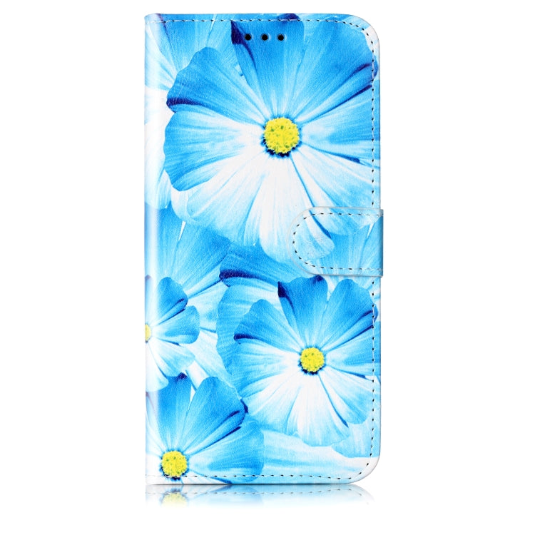 For Samsung Galaxy S25 Ultra 5G Colored Drawing Marble Pattern Leather Phone Case(Blue Flower) - Galaxy S25 Ultra 5G Cases by PMC Jewellery | Online Shopping South Africa | PMC Jewellery | Buy Now Pay Later Mobicred