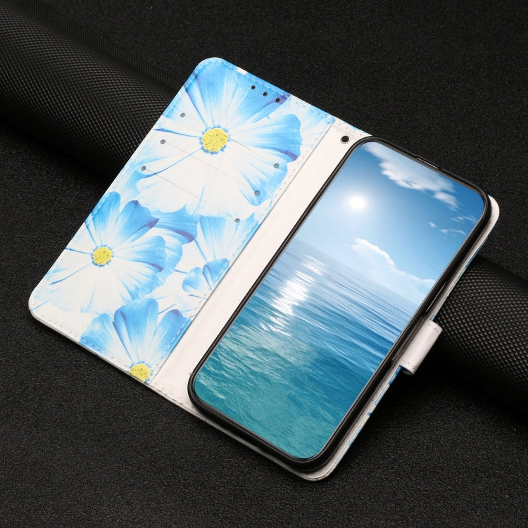 For Samsung Galaxy S25 Ultra 5G Colored Drawing Marble Pattern Leather Phone Case(Blue Flower) - Galaxy S25 Ultra 5G Cases by PMC Jewellery | Online Shopping South Africa | PMC Jewellery | Buy Now Pay Later Mobicred