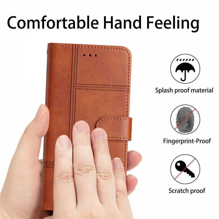 For Samsung Galaxy S25 Ultra 5G Cowhide Texture Stitching Leather Phone Case(Brown) - Galaxy S25 Ultra 5G Cases by PMC Jewellery | Online Shopping South Africa | PMC Jewellery | Buy Now Pay Later Mobicred