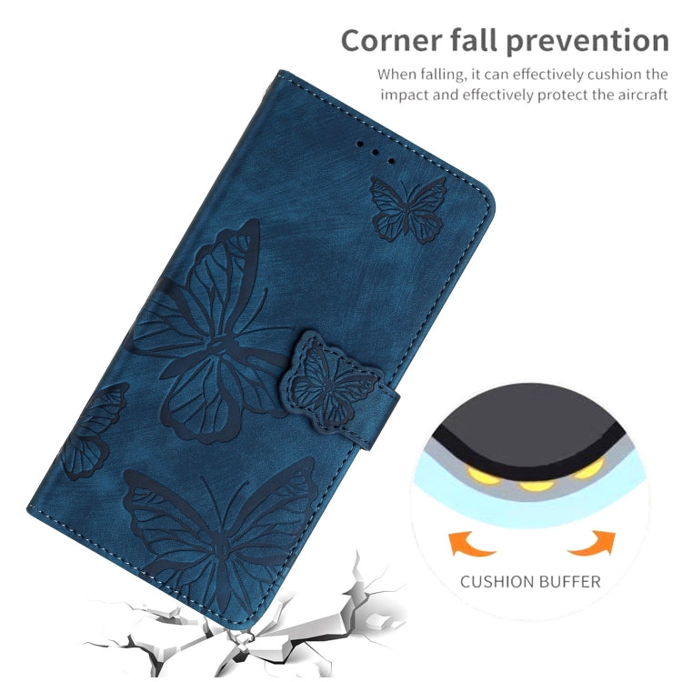 For Samsung Galaxy S25 5G Skin-feel Embossed Butterfly Leather Phone Case(Blue) - Galaxy S25 5G Cases by PMC Jewellery | Online Shopping South Africa | PMC Jewellery | Buy Now Pay Later Mobicred