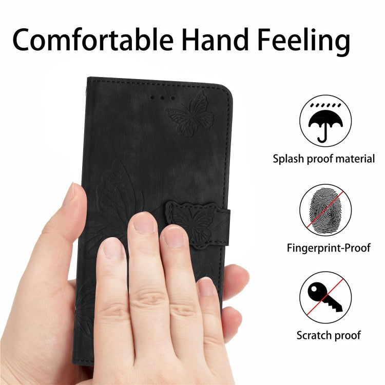 For Samsung Galaxy S25+ 5G Skin-feel Embossed Butterfly Leather Phone Case(Black) - Galaxy S25+ 5G Cases by PMC Jewellery | Online Shopping South Africa | PMC Jewellery | Buy Now Pay Later Mobicred