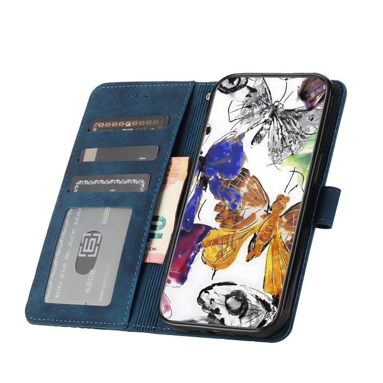 For Samsung Galaxy S25+ 5G Skin-feel Embossed Butterfly Leather Phone Case(Blue) - Galaxy S25+ 5G Cases by PMC Jewellery | Online Shopping South Africa | PMC Jewellery | Buy Now Pay Later Mobicred