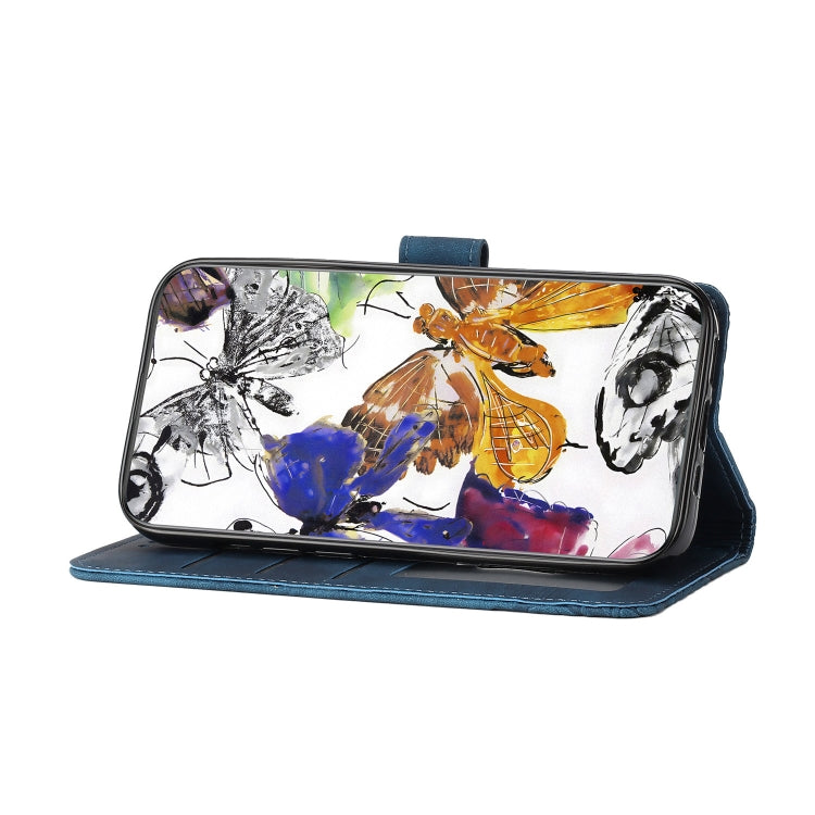 For Samsung Galaxy S25+ 5G Skin-feel Embossed Butterfly Leather Phone Case(Blue) - Galaxy S25+ 5G Cases by PMC Jewellery | Online Shopping South Africa | PMC Jewellery | Buy Now Pay Later Mobicred