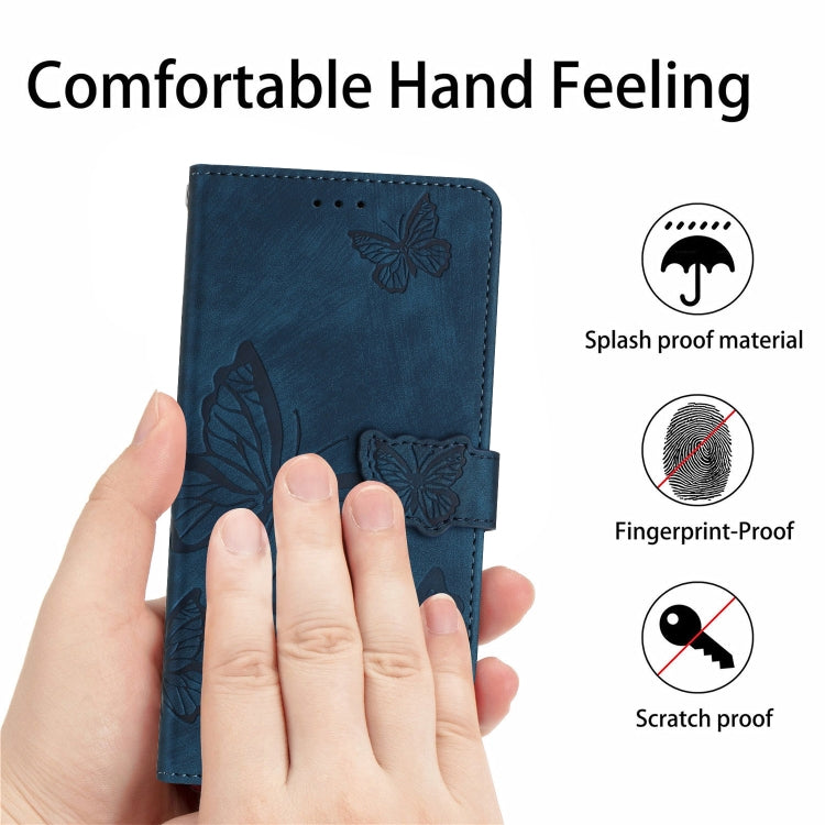 For Samsung Galaxy S25+ 5G Skin-feel Embossed Butterfly Leather Phone Case(Blue) - Galaxy S25+ 5G Cases by PMC Jewellery | Online Shopping South Africa | PMC Jewellery | Buy Now Pay Later Mobicred