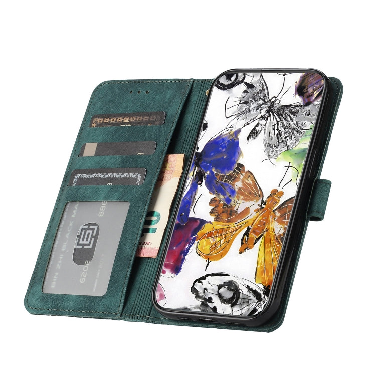 For Samsung Galaxy S25+ 5G Skin-feel Embossed Butterfly Leather Phone Case(Green) - Galaxy S25+ 5G Cases by PMC Jewellery | Online Shopping South Africa | PMC Jewellery | Buy Now Pay Later Mobicred